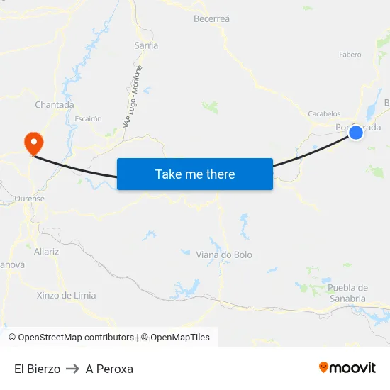 El Bierzo to A Peroxa map