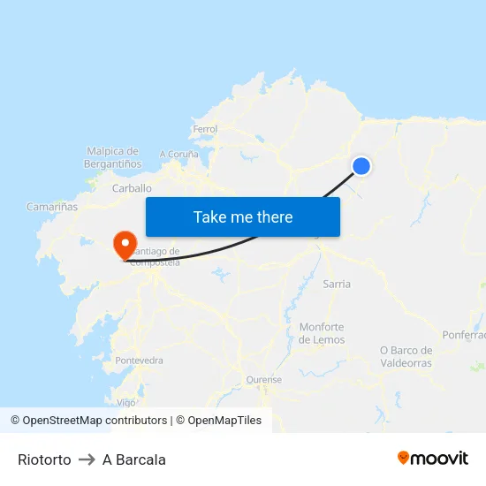 Riotorto to A Barcala map