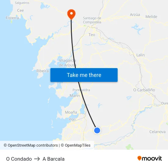 O Condado to A Barcala map