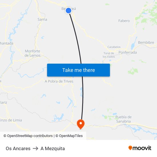 Os Ancares to A Mezquita map