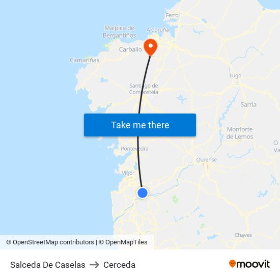 Salceda De Caselas to Cerceda map