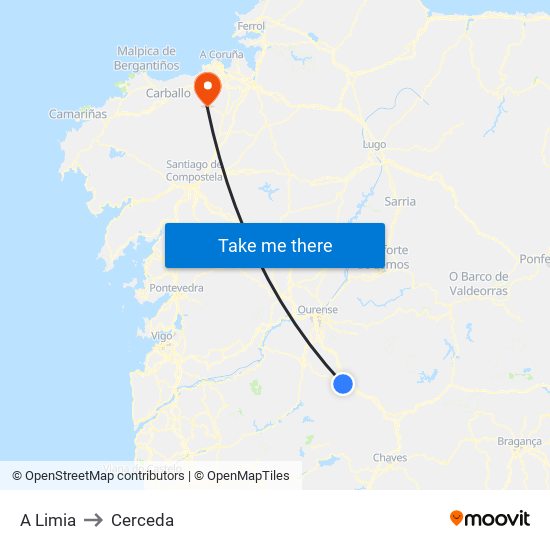 A Limia to Cerceda map