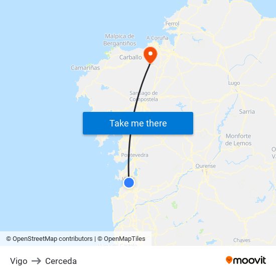 Vigo to Cerceda map