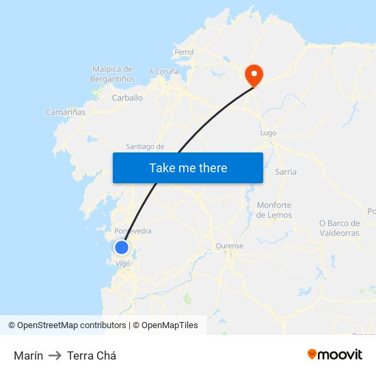 Marín to Terra Chá map
