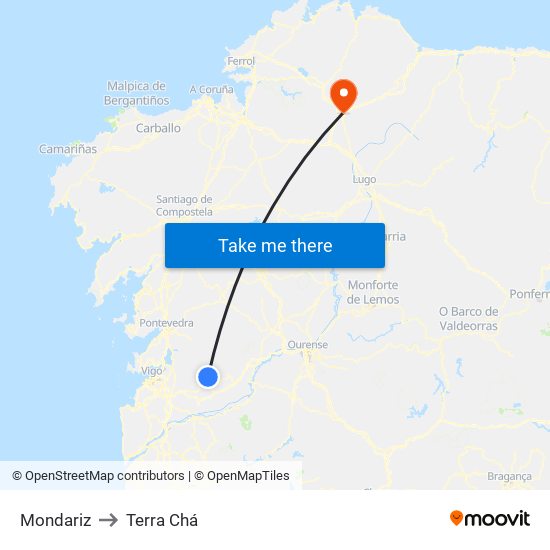 Mondariz to Terra Chá map
