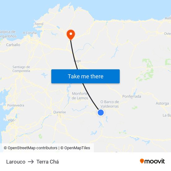 Larouco to Terra Chá map