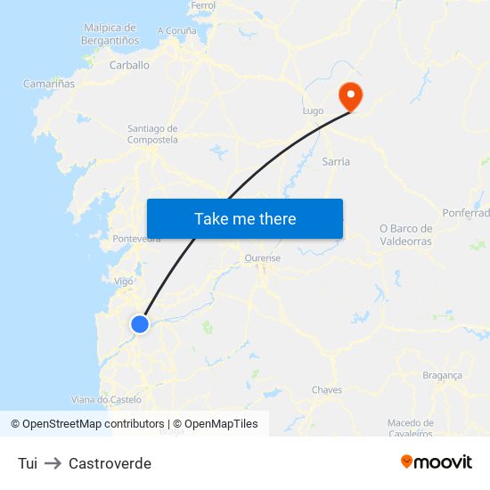 Tui to Castroverde map