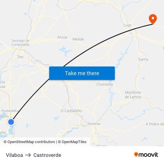 Vilaboa to Castroverde map