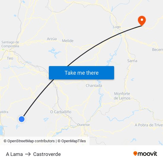 A Lama to Castroverde map