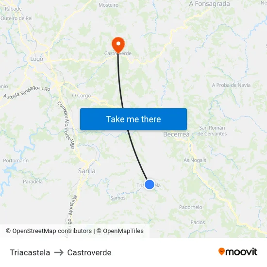 Triacastela to Castroverde map