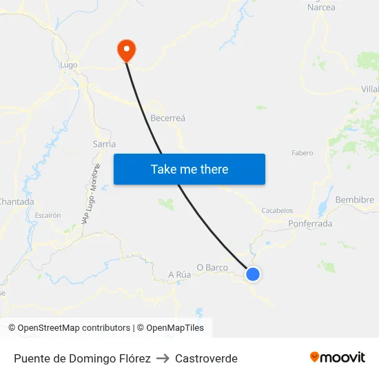 Puente de Domingo Flórez to Castroverde map