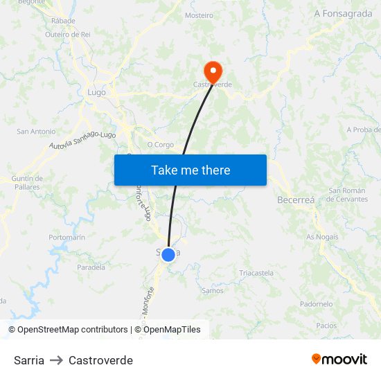 Sarria to Castroverde map