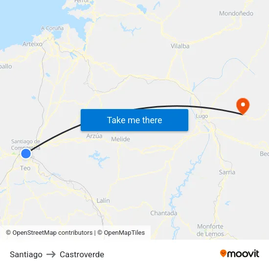 Santiago to Castroverde map
