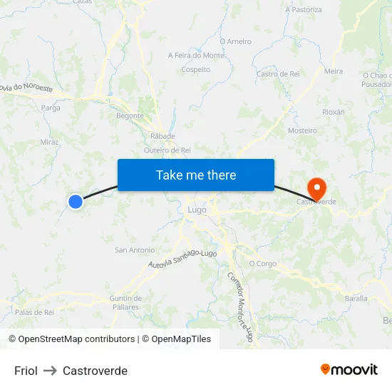 Friol to Castroverde map