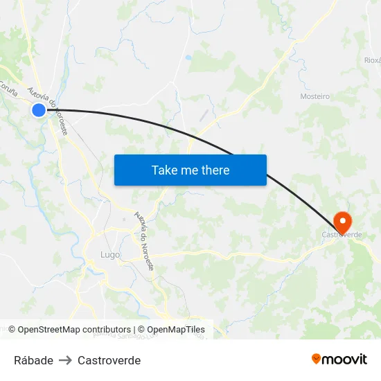 Rábade to Castroverde map