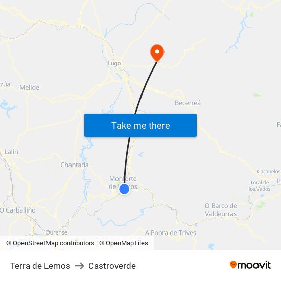 Terra de Lemos to Castroverde map