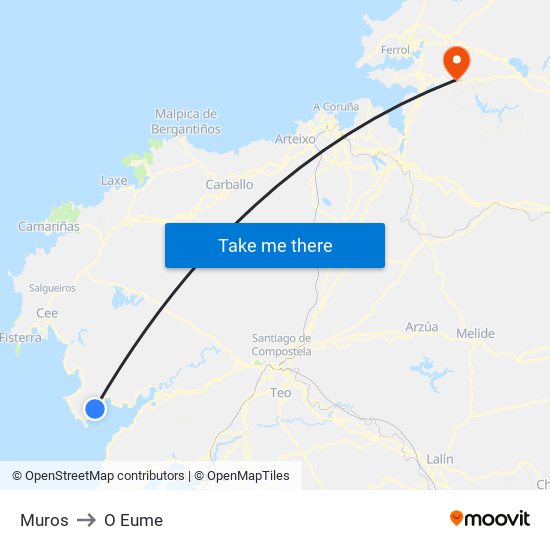 Muros to O Eume map