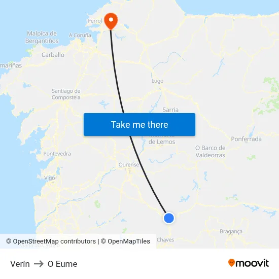 Verín to O Eume map