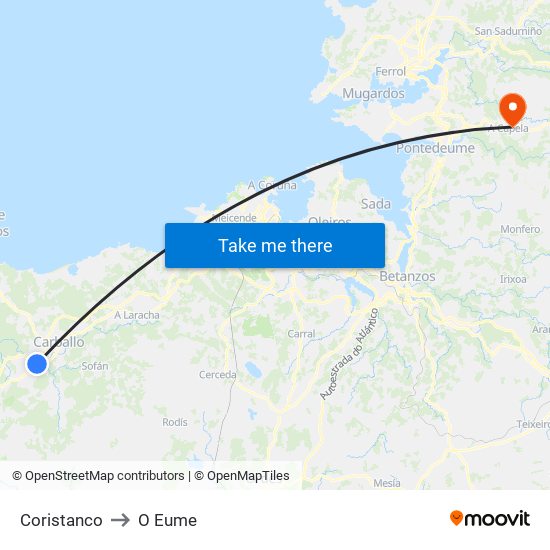 Coristanco to O Eume map