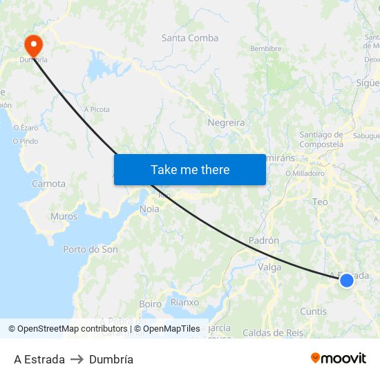 A Estrada to Dumbría map