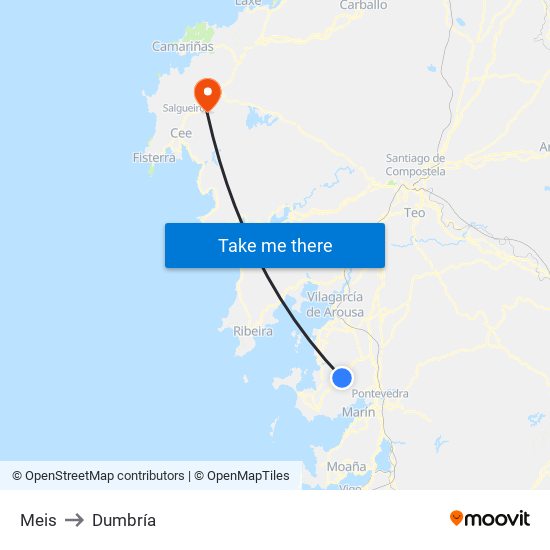 Meis to Dumbría map