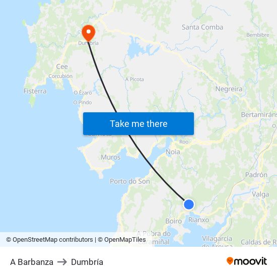 A Barbanza to Dumbría map