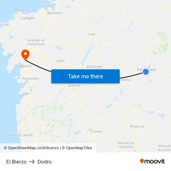 El Bierzo to Dodro map