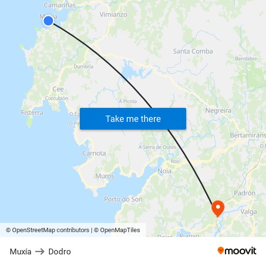Muxía to Dodro map