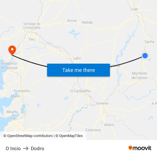 O Incio to Dodro map