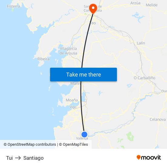 Tui to Santiago map