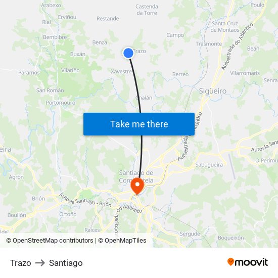 Trazo to Santiago map