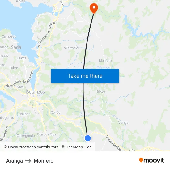 Aranga to Monfero map