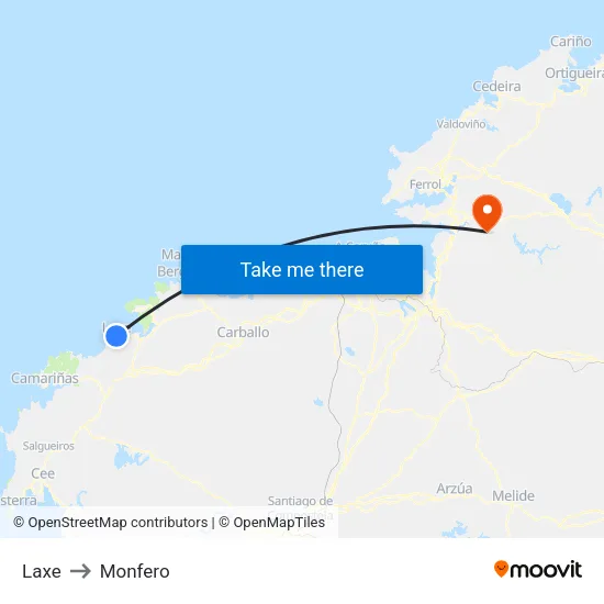 Laxe to Monfero map
