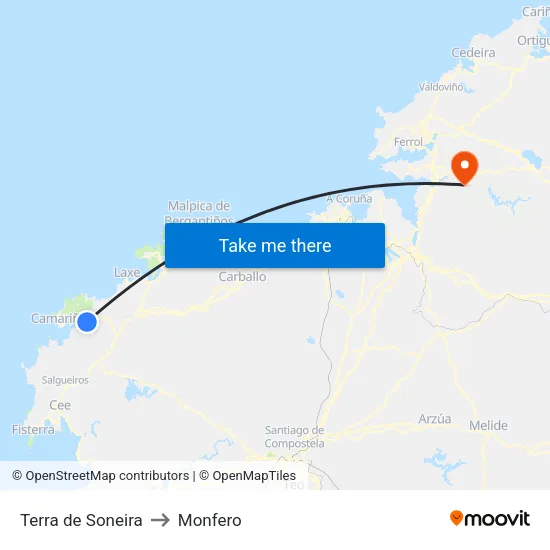 Terra de Soneira to Monfero map