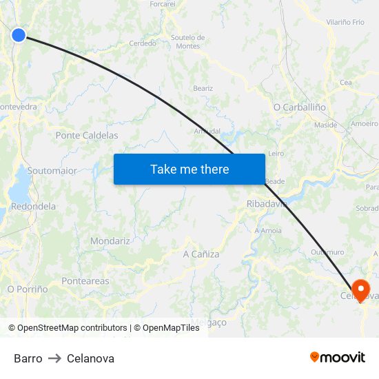Barro to Celanova map