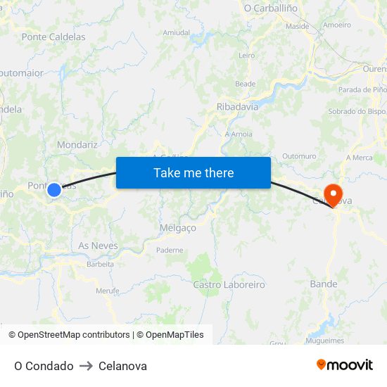 O Condado to Celanova map