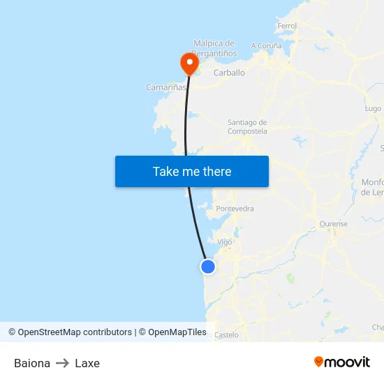 Baiona to Laxe map
