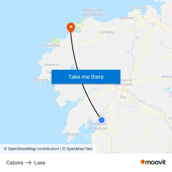 Catoira to Laxe map