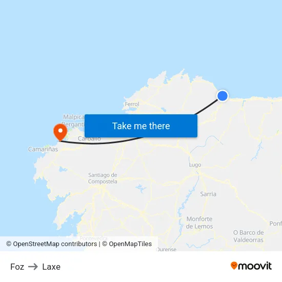 Foz to Laxe map