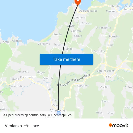 Vimianzo to Laxe map