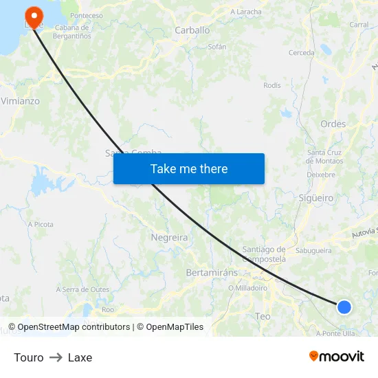 Touro to Laxe map