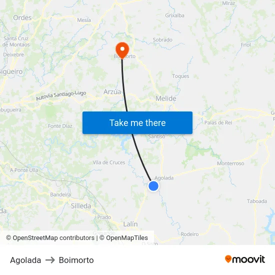 Agolada to Boimorto map