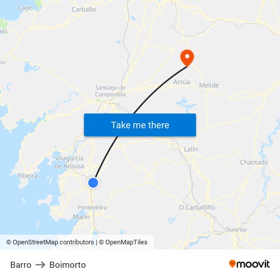 Barro to Boimorto map