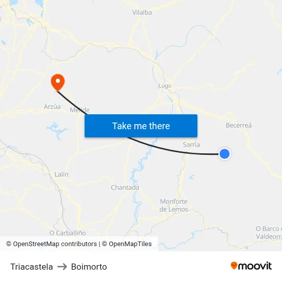 Triacastela to Boimorto map