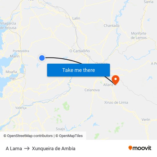 A Lama to Xunqueira de Ambía map