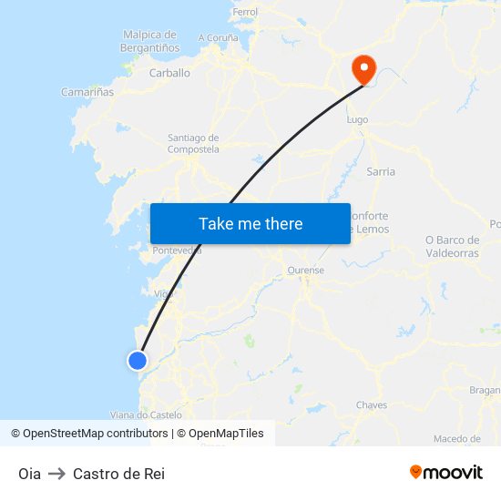 Oia to Castro de Rei map