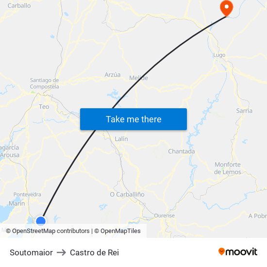 Soutomaior to Castro de Rei map