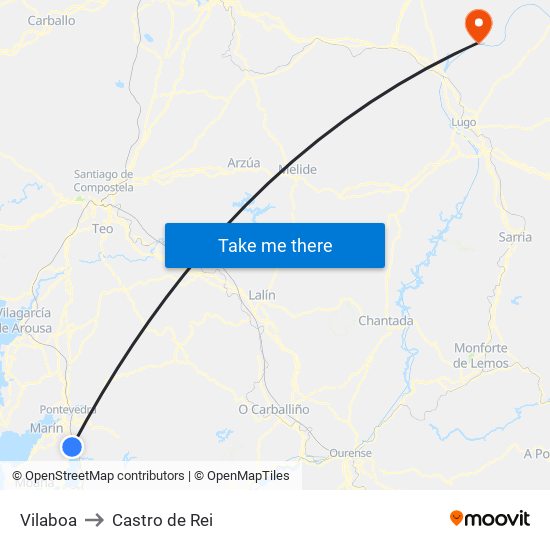 Vilaboa to Castro de Rei map