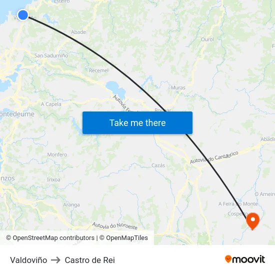 Valdoviño to Castro de Rei map