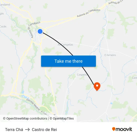 Terra Chá to Castro de Rei map